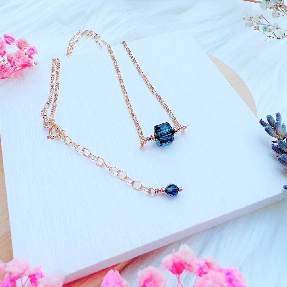 14k Gold-Filled Crystal Cube Necklace | Handmade in BC